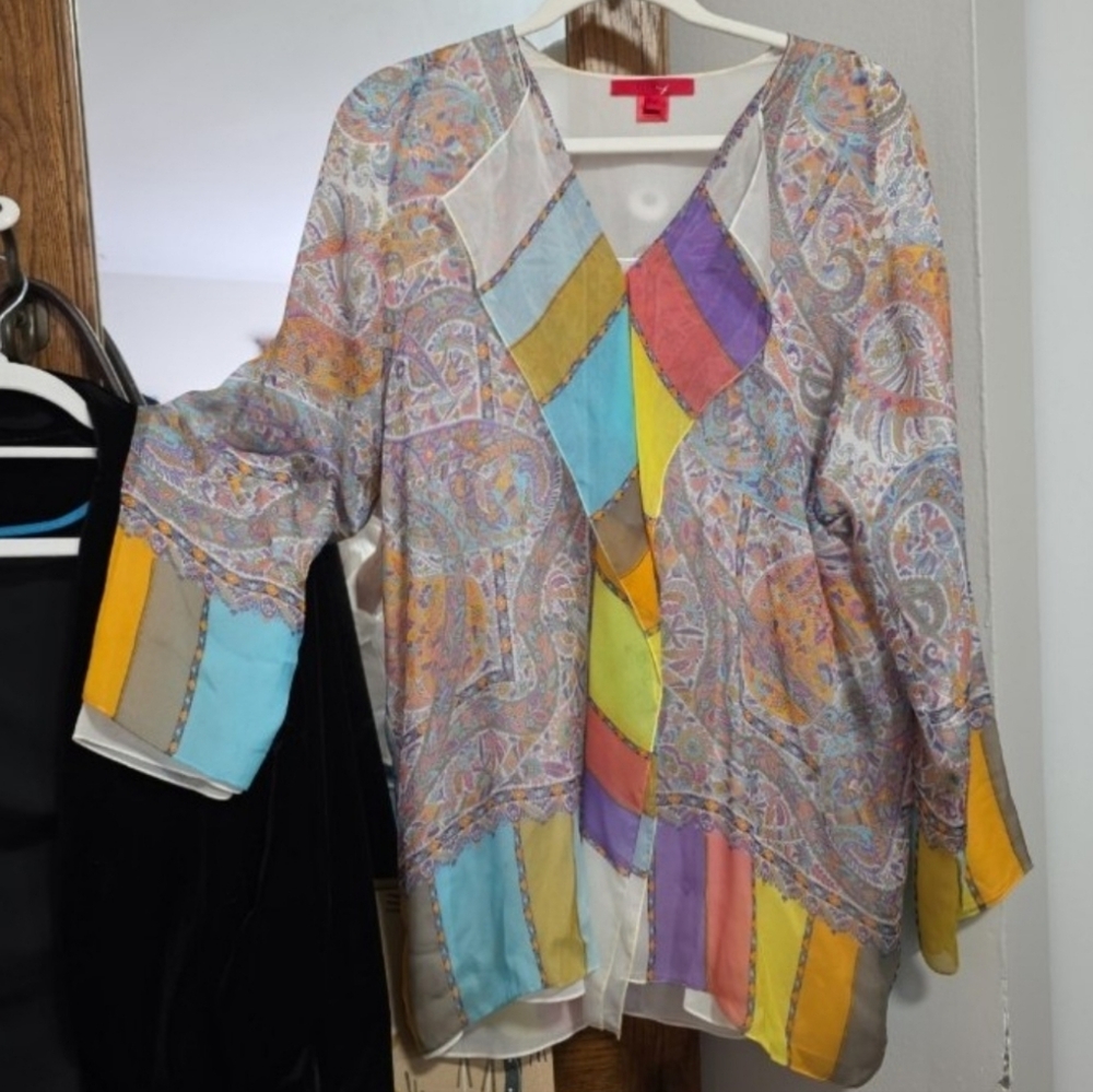 1day$ NWOT SHAMASK 100% silk watercolor wearable art